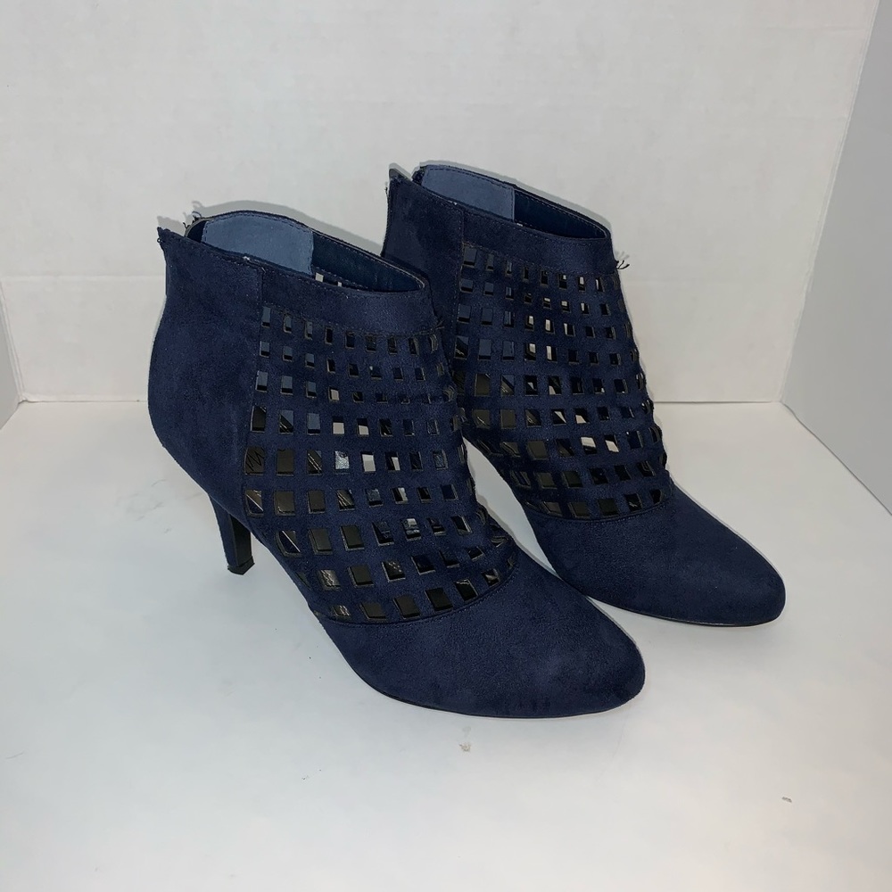 Impo Caged Heeled Navy Blue Booties